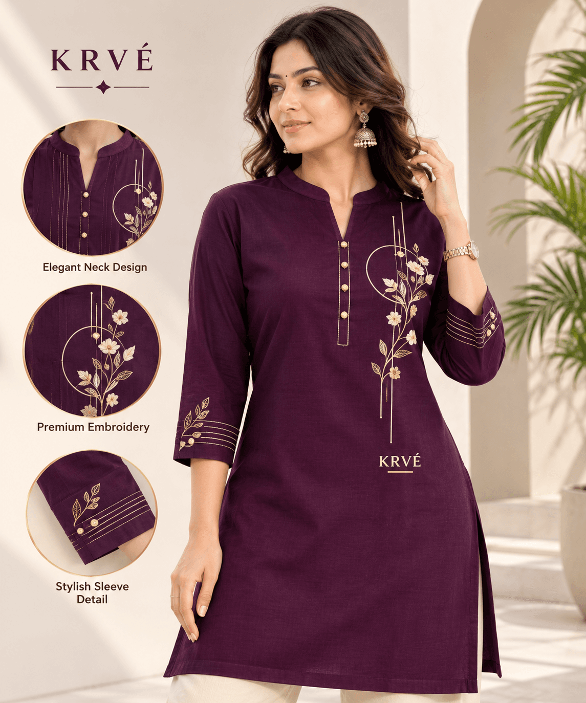KRVE Amara Premium Embroidered Kurti view 1